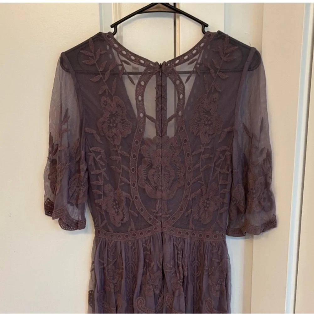 Wishlist Sheer Lace Maxi Dress in Purple - Picture 6 of 8